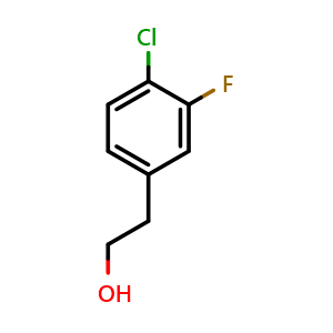 Chemical structure of 2-(4-Chloro-3-fluorophenyl)ethanol , CAS 206362-79-0, AChemBlock X193789