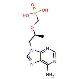 Chemical structure of (S)-[[[1-(6-Amino-9H-purin-9-yl)-2-propyl]oxy]methyl]phosphonic acid , CAS 147127-19-3, AChemBlock X193820