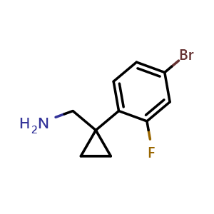 Chemical structure of 1-(4-Bromo-2-fluorophenyl)cyclopropanemethanamine , CAS 1379313-62-8, AChemBlock X193822