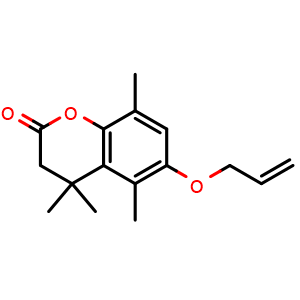 Chemical structure of 6-(Allyloxy)-4,4,5,8-tetramethylchroman-2-one , CAS 219938-60-0, AChemBlock X193842