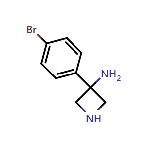 Chemical structure of 3-(4-Bromophenyl)-3-azetidinamine , CAS 1384421-50-4, AChemBlock X193914