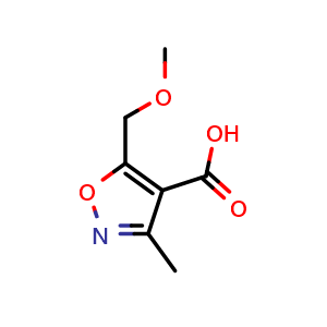 Chemical structure of 5-(Methoxymethyl)-3-methylisoxazole-4-carboxylic acid , CAS 1108712-47-5, AChemBlock X193932