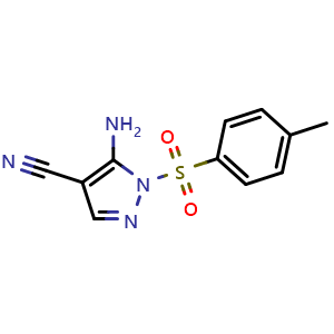 Chemical structure of 5-Amino-1-tosyl-1H-pyrazole-4-carbonitrile , CAS 106368-34-7, AChemBlock X193945