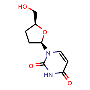 Chemical structure of 2',3'-Dideoxyuridine , CAS 5983-09-5, AChemBlock X193966