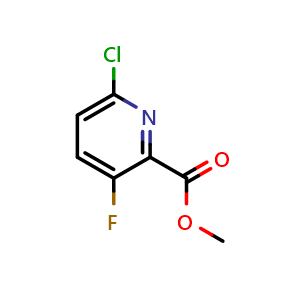 Chemical structure of Methyl 6-Chloro-3-fluoropicolinate , CAS 1030829-21-0, AChemBlock X193984