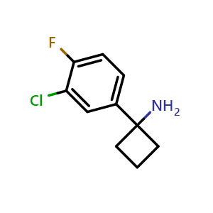 Chemical structure of 1-(3-Chloro-4-fluorophenyl)cyclobutanamine , CAS 1314791-33-7, AChemBlock X194043