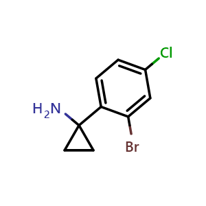 Chemical structure of 1-(2-Bromo-4-chlorophenyl)cyclopropanamine , CAS 1204580-93-7, AChemBlock X194046