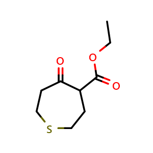 Chemical structure of Ethyl 5-Oxothiepane-4-carboxylate , CAS 925218-54-8, AChemBlock X194053