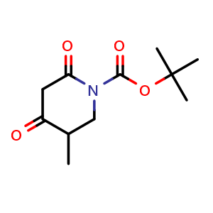 Chemical structure of 1-Boc-5-methylpiperidine-2,4-dione , CAS 942425-69-6, AChemBlock X194060