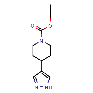 Chemical structure of 1-Boc-4-(4-pyrazolyl)piperidine , CAS 278798-15-5, AChemBlock X194074