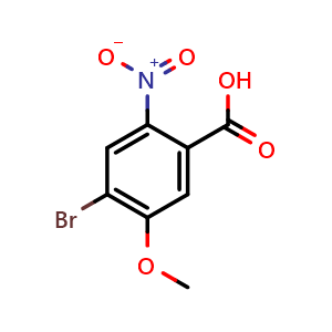 Chemical structure of 4-Bromo-5-methoxy-2-nitrobenzoic acid , CAS 1527490-64-7, AChemBlock X194113