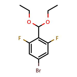 Chemical structure of 5-Bromo-2-(diethoxymethyl)-1,3-difluorobenzene , CAS 1206630-22-9, AChemBlock X194117