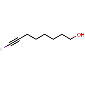 Chemical structure of 8-Iodo-7-octyn-1-ol , CAS 333754-13-5, AChemBlock X194179