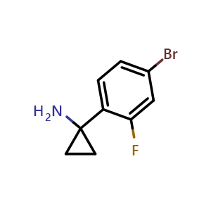 Chemical structure of 1-(4-Bromo-2-fluorophenyl)cyclopropanamine , CAS 1260674-95-0, AChemBlock X194180