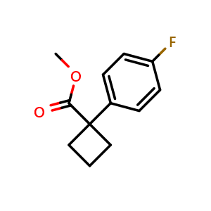 Chemical structure of Methyl 1-(4-Fluorophenyl)cyclobutanecarboxylate , CAS 1090553-79-9, AChemBlock X194181