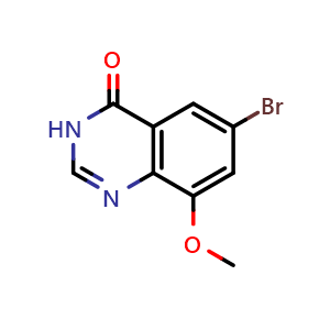 Chemical structure of 6-Bromo-8-methoxyquinazolin-4(3H)-one , CAS 1616828-53-5, AChemBlock X194182