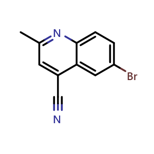Chemical structure of 6-Bromo-2-methylquinoline-4-carbonitrile , CAS 1416439-30-9, AChemBlock X194192