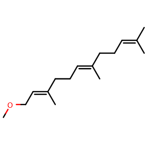 Chemical structure of (2E,6E)-1-Methoxy-3,7,11-trimethyldodeca-2,6,10-triene , CAS 540-06-7, AChemBlock X194213