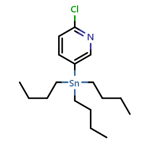 Chemical structure of 2-Chloro-5-(tributylstannyl)pyridine , CAS 183545-05-3, AChemBlock X194220