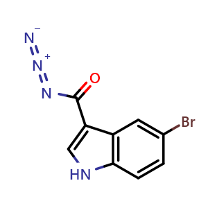 Chemical structure of 5-Bromo-1H-indole-3-carbonyl Azide , CAS 2638559-57-4, AChemBlock X194222