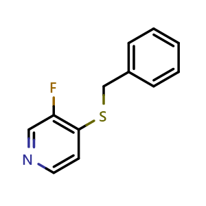 Chemical structure of 4-(Benzylthio)-3-fluoropyridine , CAS 1774904-86-7, AChemBlock X194230