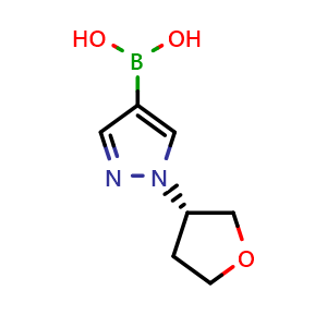 Chemical structure of (S)-1-(Tetrahydro-3-furyl)pyrazole-4-boronic acid , AChemBlock X194248
