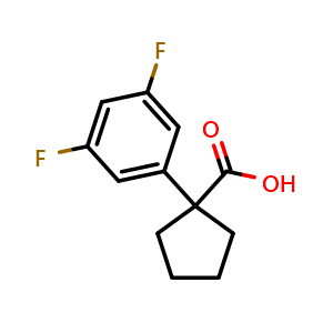 Chemical structure of 1-(3,5-Difluorophenyl)cyclopentanecarboxylic acid , CAS 610791-42-9, AChemBlock X194252