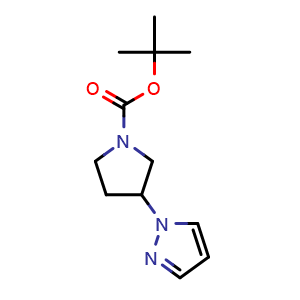 Chemical structure of 1-(1-Boc-pyrrolidin-3-yl)-1H-pyrazole , CAS 1437310-80-9, AChemBlock X194262