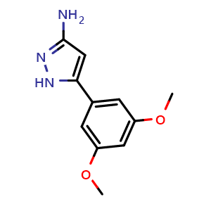 Chemical structure of 3-Amino-5-(3,5-dimethoxyphenyl)pyrazole , CAS 569655-99-8, AChemBlock X194270