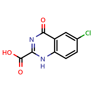 Chemical structure of 6-Chloro-4-oxo-1,4-dihydroquinazoline-2-carboxylic acid , CAS 480451-49-8, AChemBlock X194346