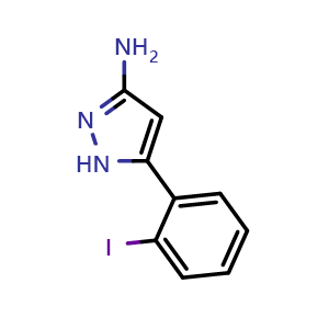 Chemical structure of 3-Amino-5-(2-iodophenyl)pyrazole , CAS 1137457-74-9, AChemBlock X194366