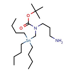 Chemical structure of N1-Boc-N1-[(tributylstannyl)methyl]propane-1,3-diamine , CAS 1577233-73-8, AChemBlock X194388