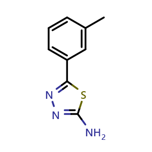Chemical structure of 2-Amino-5-(m-tolyl)-1,3,4-thiadiazole , CAS 76074-47-0, AChemBlock X194389