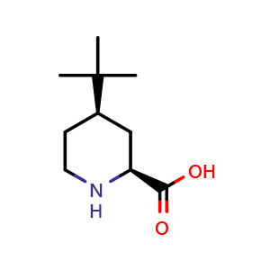 Chemical structure of cis-4-(tert-Butyl)piperidine-2-carboxylic acid , CAS 69081-81-8, AChemBlock X194393