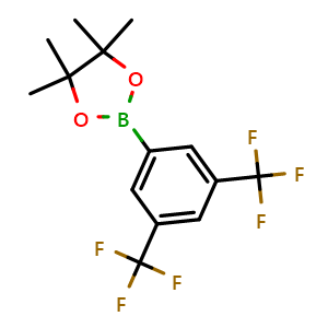 Chemical structure of 2-[3,5-Bis(trifluoromethyl)phenyl]-4,4,5,5-tetramethyl-1,3,2-dioxaborolane , CAS 69807-91-6, AChemBlock X194404