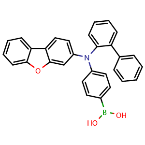 Chemical structure of 4-[2-Biphenylyl(dibenzo[b,d]furan-3-yl)amino]phenylboronic acid , AChemBlock X194455