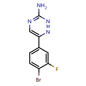 Chemical structure of 3-Amino-6-(4-bromo-3-fluorophenyl)-1,2,4-triazine , CAS 1029714-84-8, AChemBlock X194469
