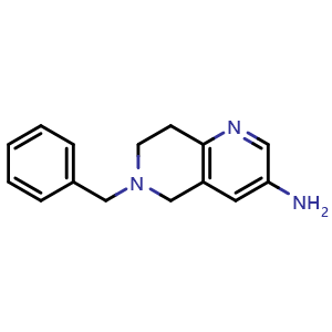 Chemical structure of 3-Amino-6-benzyl-5,6,7,8-tetrahydro-1,6-naphthyridine , CAS 214699-26-0, AChemBlock X194498