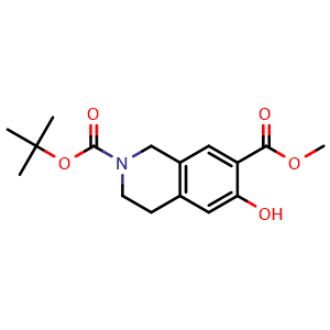 Chemical structure of Methyl 2-Boc-6-hydroxy-1,2,3,4-tetrahydroisoquinoline-7-carboxylate , CAS 1649997-08-9, AChemBlock X194559