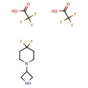 Chemical structure of 1-(3-Azetidinyl)-4,4-difluoropiperidine Bistrifluoroacetate , CAS 2286232-45-7, AChemBlock X194595