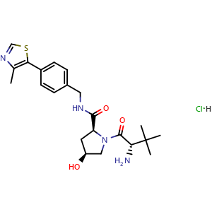 Chemical structure of (2S,4S)-1-[(S)-2-Amino-3,3-dimethylbutanoyl]-4-hydroxy-N-[4-(4-methylthiazol-5-yl)benzyl]pyrrolidine-2-carboxamide hydrochloride , CAS 2115897-23-7, AChemBlock X194597