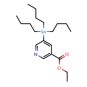Chemical structure of Ethyl 5-(Tributylstannyl)nicotinate , CAS 405938-98-9, AChemBlock X194629