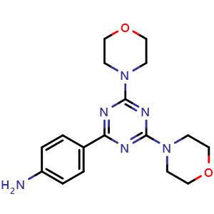 Chemical structure of 4-(4,6-Dimorpholino-1,3,5-triazin-2-yl)aniline , CAS 1197159-91-3, AChemBlock X194632