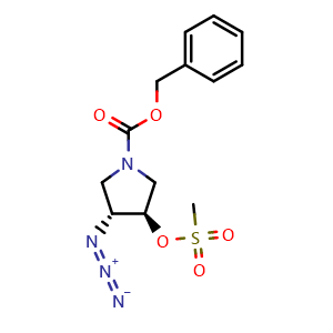 Chemical structure of (3R,4R)-4-Azido-1-Cbz-3-pyrrolidinyl Methanesulfonate , AChemBlock X194679