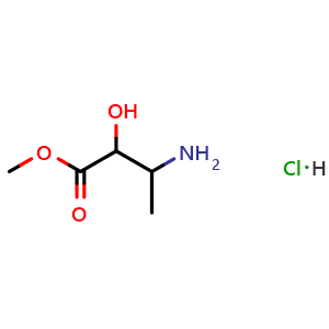 Chemical structure of Methyl 3-amino-2-hydroxybutanoate hydrochloride , CAS 123206-26-8, AChemBlock X194718