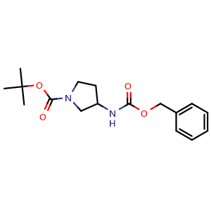 Chemical structure of tert-Butyl 3-(((benzyloxy)carbonyl)amino)pyrrolidine-1-carboxylate , CAS 325775-36-8, AChemBlock X194767
