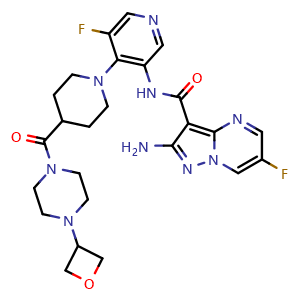 2-Amino-6-fluoro-N-[5-fluoro-4-[4-[4-(3-oxetanyl)piperazine-1-carbonyl]-1-piperidyl]-3-pyridyl]pyrazolo[1,5-a]pyrimidine-3-carboxamide