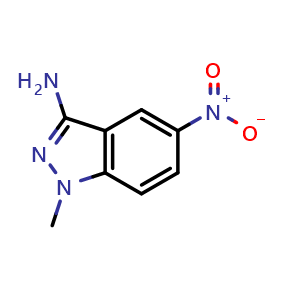 Chemical structure of 1-Methyl-5-nitro-1H-indazol-3-amine , CAS 73105-48-3, AChemBlock X194838