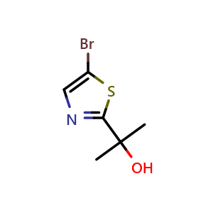Chemical structure of 2-(5-Bromo-2-thiazolyl)-2-propanol , CAS 879488-37-6, AChemBlock X194888