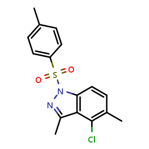 Chemical structure of 4-Chloro-3,5-dimethyl-1-tosyl-1H-indazole , CAS 1421252-92-7, AChemBlock X194912